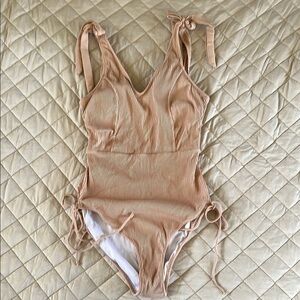 Cupshe nude color ribbed One-Piece Swimsuit